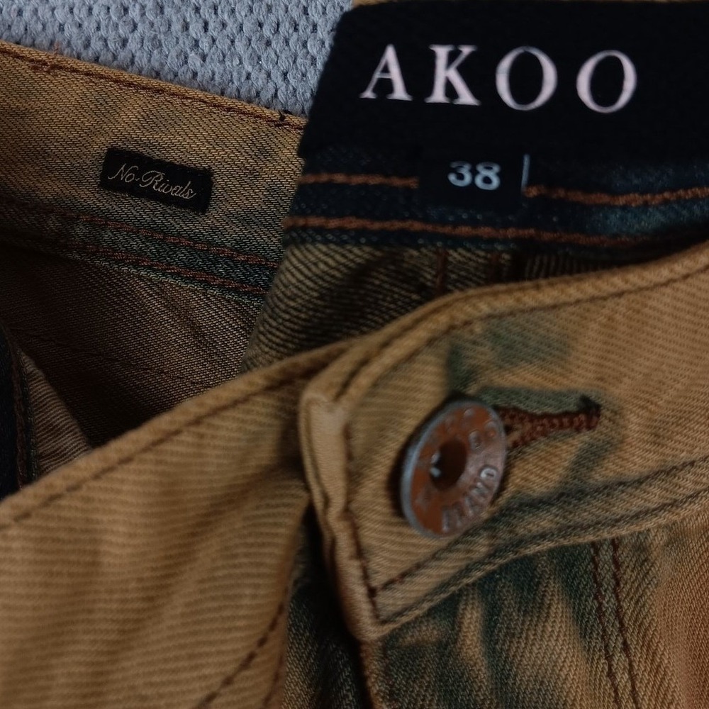 Akoo‎ Jeans Mens 38X34 Brown Tie Dye Distressed Studded Big Oak Fit Studded Y2K - Picture 7 of 15